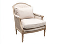 Sillón tapizado 82 x 88 x 98 cm - crema y madera natural - diseño clásico con respaldo curvo y brazos acolchados
