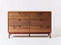 Cómoda de madera 120 x 45 x 85 cm - marrón nogal - 6 cajones con diseño moderno para dormitorio