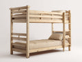 Litera de madera 205x105x170 cm - madera natural - dos camas individuales con escalera lateral y barandillas de seguridad para dormitorio