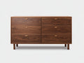 Cómoda de madera 160 x 45 x 85 cm - marrón nogal - 6 cajones con diseño contemporáneo