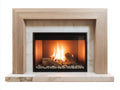 Chimenea eléctrica 130x38x105 cm - Madera natural blanco mármol y negro - Efecto llama con marco contemporáneo