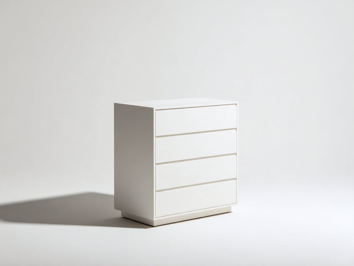 Cómoda de madera 70 x 45 x 100 cm - blanco - 4 cajones con diseño minimalista para dormitorio