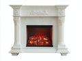Chimenea eléctrica 140x45x120 cm - blanco - diseño clásico con columnas decorativas efecto mármol y leños iluminados para salón
