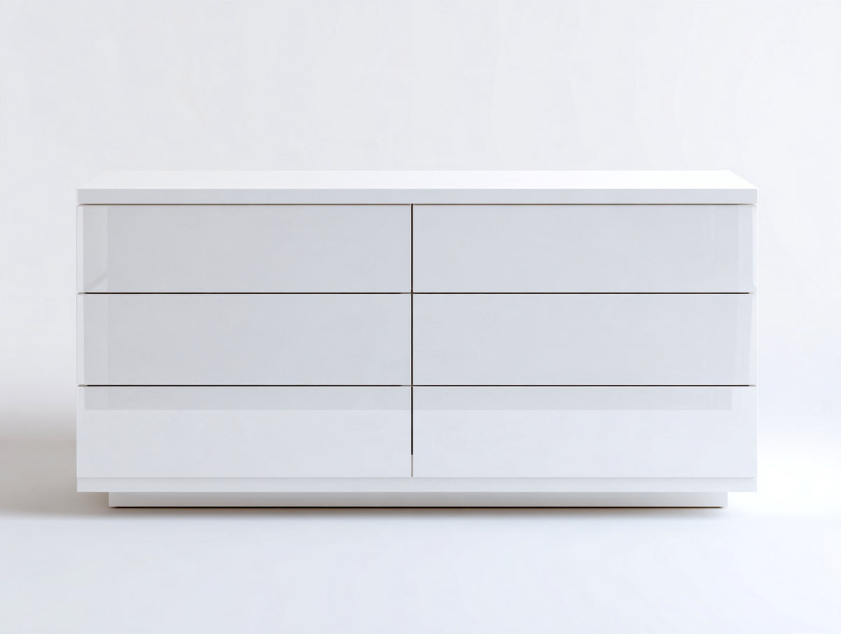 Cómoda de madera 120 x 45 x 78 cm - blanco - 6 cajones con diseño minimalista para dormitorio