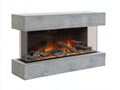 Chimenea eléctrica panorámica de cristal 150x40x85 cm - Gris hormigón - Diseño moderno de doble cara
