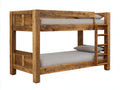 Litera de madera 210x100x170 cm - Marrón natural - Dos niveles con escalera integrada para dormitorio juvenil