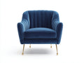 Sillón tapizado 82x84x88 cm - Azul marino y dorado - Diseño envolvente con respaldo acanalado