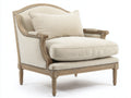 Sillón tapizado 92x90x98 cm - Crema y madera natural - Diseño clásico con reposabrazos y tachuelas