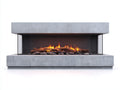 Chimenea eléctrica 150x40x85 cm - Gris hormigón y negro - Efecto llama panorámico con diseño moderno