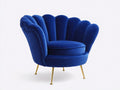 Sillón tapizado de terciopelo 98 x 92 x 88 cm - Azul y dorado - diseño contemporáneo con respaldo en forma de concha